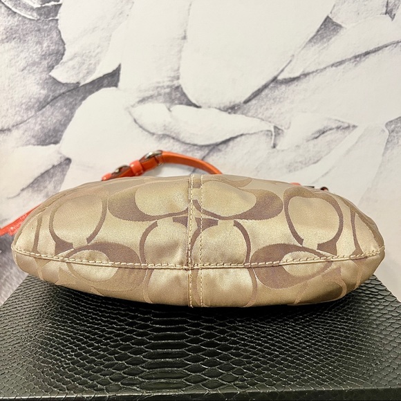 NWOT Coach SHOULDER BAG Canvas Purse with Coral Leather Strap - Picture 10 of 13